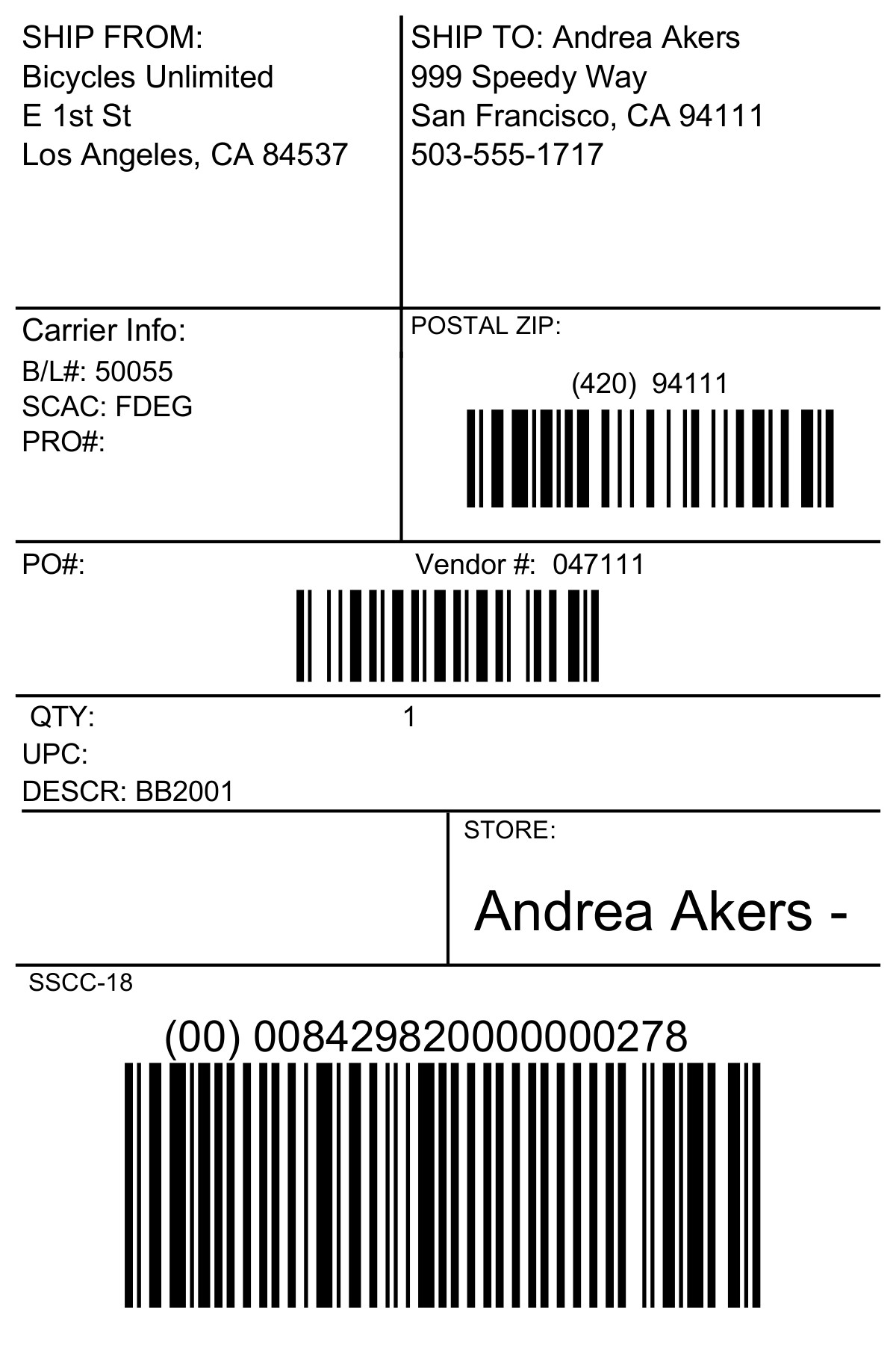 Fishbowl Labels and Barcodes EDI 856 Bed Bath & Beyond