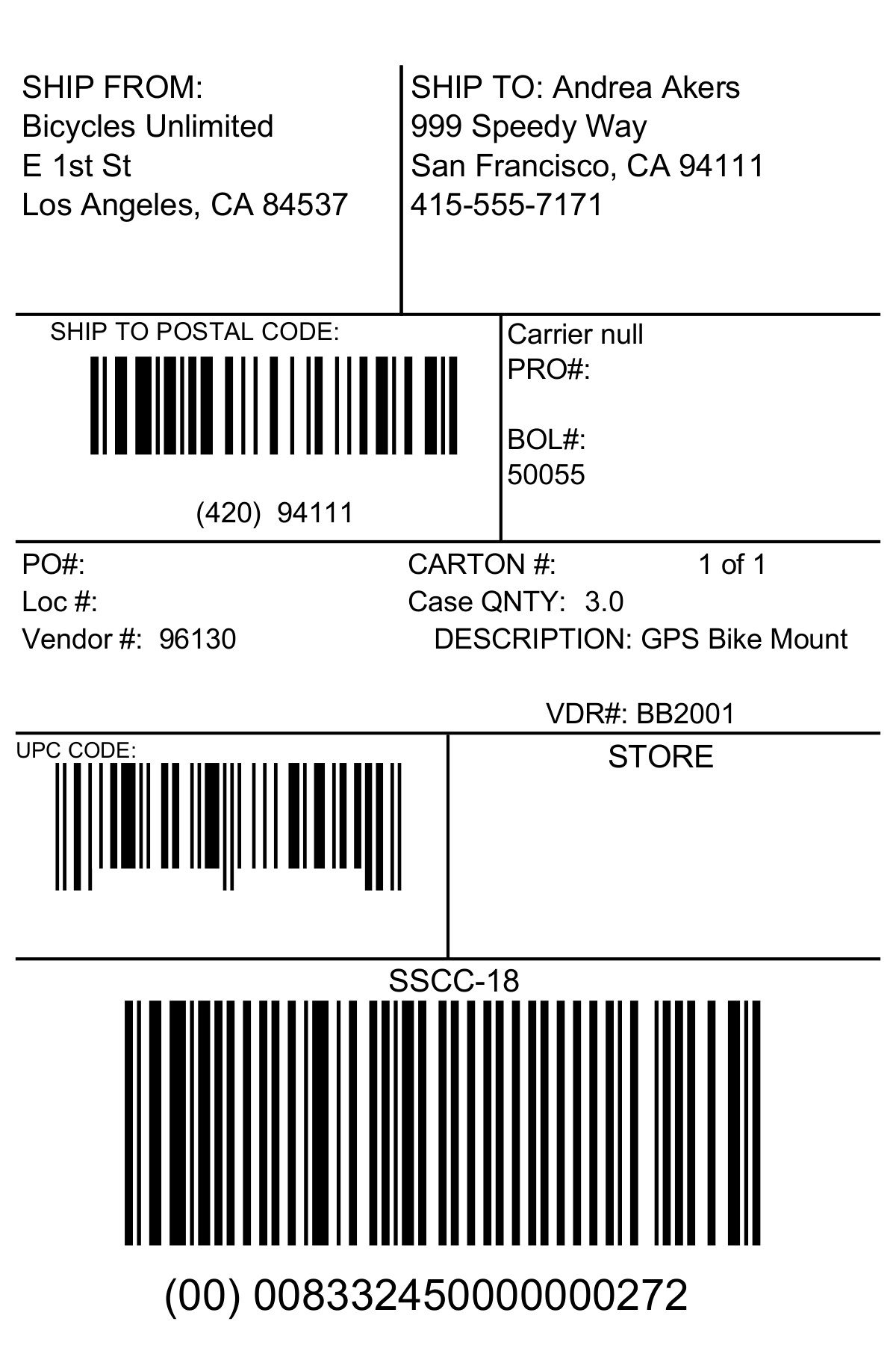 Fishbowl Labels and Barcodes EDI 856 Cabela