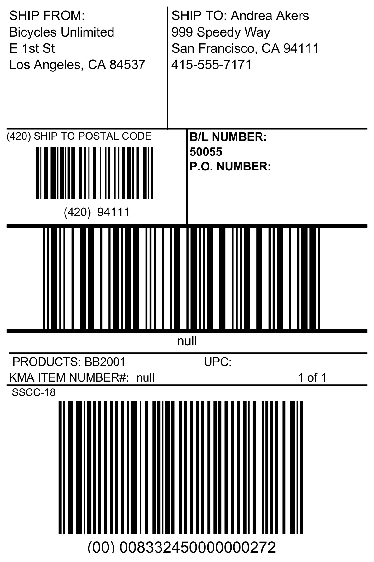 Fishbowl Labels and Barcodes EDI 856 Kmart