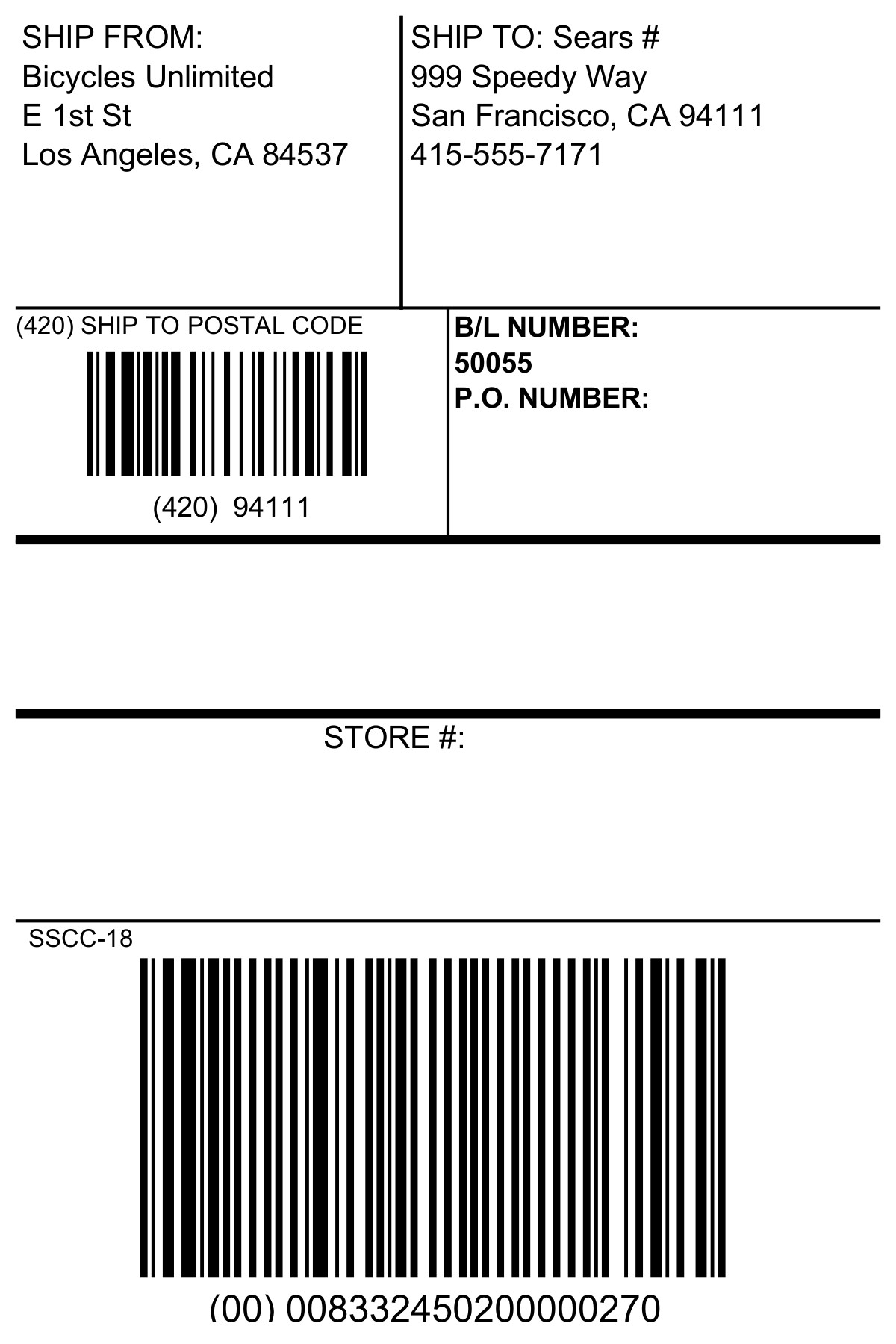 Fishbowl Labels and Barcodes EDI 856 Sears